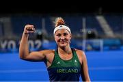24 July 2021; Lena Tice of Ireland celebrates following victory in the Women's Pool A Group Stage match between Ireland and South Africa at the Oi Hockey Stadium during the 2020 Tokyo Summer Olympic Games in Tokyo, Japan. Photo by Ramsey Cardy/Sportsfile