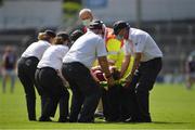 24 July 2021; Darren Morrissey of Galway is stretchered off during the GAA Hurling All-Ireland Senior Championship Round 2 match between Waterford and Galway at Semple Stadium in Thurles, Tipperary. Photo by Ray McManus/Sportsfile