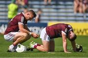 24 July 2021; Joe Canning of Galway, left, and Aidan Harte react after their side's defeat in the GAA Hurling All-Ireland Senior Championship Round 2 match between Waterford and Galway at Semple Stadium in Thurles, Tipperary. Photo by Harry Murphy/Sportsfile