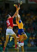 23 July 2021; Aron Shanagher of Clare in action against Robert Downey of Cork during the GAA Hurling All-Ireland Senior Championship Round 2 match between Clare and Cork at LIT Gaelic Grounds in Limerick. Photo by Eóin Noonan/Sportsfile