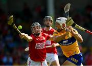 23 July 2021; Aron Shanagher of Clare in action against Mark Coleman of Cork during the GAA Hurling All-Ireland Senior Championship Round 2 match between Clare and Cork at LIT Gaelic Grounds in Limerick. Photo by Eóin Noonan/Sportsfile