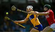 23 July 2021; Aron Shanagher of Clare in action against Mark Coleman of Cork during the GAA Hurling All-Ireland Senior Championship Round 2 match between Clare and Cork at LIT Gaelic Grounds in Limerick. Photo by Eóin Noonan/Sportsfile