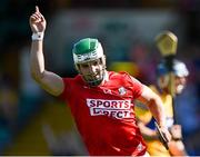 23 July 2021; Shane Kingston of Cork celebrates scoring his side's second goal during the GAA Hurling All-Ireland Senior Championship Round 2 match between Clare and Cork at LIT Gaelic Grounds in Limerick. Photo by Piaras Ó Mídheach/Sportsfile