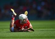 23 July 2021; Patrick Horgan of Cork watches the ball he hit, while on one knee, go over the bar for his side's second point during the GAA Hurling All-Ireland Senior Championship Round 2 match between Clare and Cork at LIT Gaelic Grounds in Limerick. Photo by Piaras Ó Mídheach/Sportsfile
