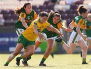 24 July 2021; Geraldine McLaughlin of Donegal in action against Kayleigh Cronin and Ciara Murphy of Kerry during the TG4 All-Ireland Senior Ladies Football Championship Group 4 Round 3 match between Donegal and Kerry at Tuam Stadium in Galway. Photo by Matt Browne/Sportsfile