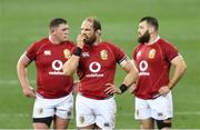 24 July 2021; British and Irish Lions players, from left, Tadhg Furlong, Alun Wyn Jones, Luke Cowan-Dickie during the first test of the British and Irish Lions tour match between South Africa and British and Irish Lions at Cape Town Stadium in Cape Town, South Africa. Photo by Ashley Vlotman/Sportsfile
