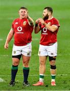 24 July 2021; Tadhg Furlong, left, and Luke Cowan-Dickie of British and Irish Lions in discussion during the first test of the British and Irish Lions tour match between South Africa and British and Irish Lions at Cape Town Stadium in Cape Town, South Africa. Photo by Ashley Vlotman/Sportsfile