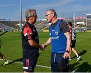 23 July 2021; Cork manager Kieran Kingston with Clare manager Brian Lohan after the GAA Hurling All-Ireland Senior Championship Round 2 match between Clare and Cork at LIT Gaelic Grounds in Limerick. Photo by Eóin Noonan/Sportsfile
