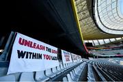 24 July 2021; A general view of Lions banners before the first test of the British and Irish Lions tour match between South Africa and British and Irish Lions at Cape Town Stadium in Cape Town, South Africa. Photo by Ashley Vlotman/Sportsfile