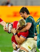 24 July 2021; Duhan van der Merwe of British and Irish Lions is tackled by Kwagga Smith of South Africa during the first test of the British and Irish Lions tour match between South Africa and British and Irish Lions at Cape Town Stadium in Cape Town, South Africa. Photo by Ashley Vlotman/Sportsfile