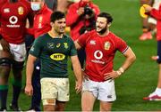 24 July 2021; Robbie Henshaw of the British and Irish Lions and Damian de Allende of South Africa after the first test of the British and Irish Lions tour match between South Africa and British and Irish Lions at Cape Town Stadium in Cape Town, South Africa. Photo by Ashley Vlotman/Sportsfile