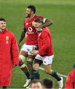 24 July 2021; Courtney Lawes, left, and Dan Biggar of British and Irish Lions celebrate the win after the first test of the British and Irish Lions tour match between South Africa and British and Irish Lions at Cape Town Stadium in Cape Town, South Africa. Photo by Ashley Vlotman/Sportsfile