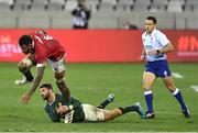 24 July 2021; Courtney Lawes of British and Irish Lions is tackled by Willie le Roux of South Africa during the first test of the British and Irish Lions tour match between South Africa and British and Irish Lions at Cape Town Stadium in Cape Town, South Africa. Photo by Ashley Vlotman/Sportsfile
