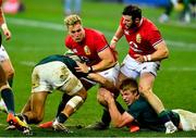 24 July 2021; Duhan van der Merwe of British and Irish Lions is tackled by Damian de Allende of South Africa during the first test of the British and Irish Lions tour match between South Africa and British and Irish Lions at Cape Town Stadium in Cape Town, South Africa. Photo by Ashley Vlotman/Sportsfile