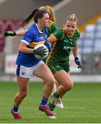 23 July 2021; Ava Fennessy of Tipperary in action against Katie Newe of Meath during the TG4 All-Ireland Senior Ladies Football Championship Group 2 Round 3 match between Meath and Tipperary at MW Hire O'Moore Park, Portlaoise. Photo by Matt Browne/Sportsfile