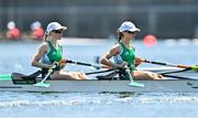 25 July 2021; Aoife Casey, left, and Margaret Cremen of Ireland after finishing in 3rd place during the Women's Lightweight Double Sculls repechage at the Sea Forest Waterway during the 2020 Tokyo Summer Olympic Games in Tokyo, Japan. Photo by Seb Daly/Sportsfile