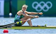 25 July 2021; Sanita Pušpure of Ireland on her way to finishing 1st in the Women's Single Sculls quarter-final at the Sea Forest Waterway during the 2020 Tokyo Summer Olympic Games in Tokyo, Japan. Photo by Seb Daly/Sportsfile