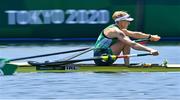 25 July 2021; Sanita Pušpure of Ireland on her way to finishing 1st in the Women's Single Sculls quarter-final at the Sea Forest Waterway during the 2020 Tokyo Summer Olympic Games in Tokyo, Japan. Photo by Seb Daly/Sportsfile