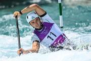 25 July 2021; Liam Jegou of Ireland in action during the Men’s C1 Canoe Slalom heats at the Kasai Canoe Slalom Centre during the 2020 Tokyo Summer Olympic Games in Tokyo, Japan. Photo by Ramsey Cardy/Sportsfile