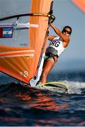 25 July 2021; Maria Celia Tejerina Mackern of Argentina in action during the Women's Windsurfer races at the Enoshima Yacht Harbour during the 2020 Tokyo Summer Olympic Games in Tokyo, Japan. Photo by Stephen McCarthy/Sportsfile