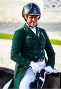 25 July 2021; Heike Holstein of Ireland on Sambuca after their round during day 2 of the Dressage Team and Individual Qualifier at the Equestrian Park during the 2020 Tokyo Summer Olympic Games in Tokyo, Japan. Photo by Pierre Costabadie/Sportsfile