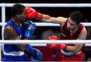 25 July 2021; Wanderson de Oliviera of Brazil, blue, and Wessam Salamana of Refugee Olympic Team during their Men's Lightweight Round of 32 bout at the Kokugikan Arena during the 2020 Tokyo Summer Olympic Games in Tokyo, Japan. Photo by Ramsey Cardy/Sportsfile