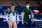 25 July 2021; Megan Ryan of Ireland with Team Ireland gymnastics coach Emma Hamill during women's artistic gymnastics all-round qualification at the Ariake Gymnastics Centre during the 2020 Tokyo Summer Olympic Games in Tokyo, Japan. Photo by Brendan Moran/Sportsfile