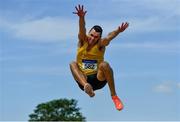 25 July 2021; Shane Howard of Bandon AC, Cork, competing in the Men's Long Jump during the Athletics Ireland Summer Games at Carlow IT in Carlow. Photo by Sam Barnes/Sportsfile