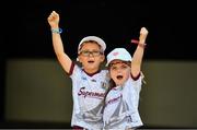 25 July 2021; Galway supporters Daithí Ruane, aged 7, and his sister Hollie, aged 5, from Monivea, Galway, ahead of the Connacht GAA Senior Football Championship Final match between Galway and Mayo at Croke Park in Dublin. Photo by Daire Brennan/Sportsfile