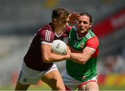 25 July 2021; Robert Finnerty of Galway in action against Padraig O'Hora of Mayo during the Connacht GAA Senior Football Championship Final match between Galway and Mayo at Croke Park in Dublin. Photo by Harry Murphy/Sportsfile
