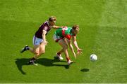 25 July 2021; Darren McHale of Mayo in action against Dylan McHugh of Galway during the Connacht GAA Senior Football Championship Final match between Galway and Mayo at Croke Park in Dublin. Photo by Daire Brennan/Sportsfile