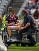 25 July 2021; Robert Finnerty of Galway leaves the field with an injury during the Connacht GAA Senior Football Championship Final match between Galway and Mayo at Croke Park in Dublin. Photo by Harry Murphy/Sportsfile