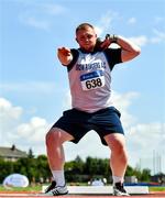 25 July 2021; Michael Sheerin of Brow Rangers AC, Kilkenny, competing in the Men's Shot Put during the Athletics Ireland Summer Games at Carlow IT in Carlow. Photo by Sam Barnes/Sportsfile