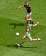 25 July 2021; Lee Keegan of Mayo in action against Matthew Tierney of Galway during the Connacht GAA Senior Football Championship Final match between Galway and Mayo at Croke Park in Dublin. Photo by Daire Brennan/Sportsfile