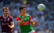 25 July 2021; Tommy Conroy of Mayo in action against Liam Silke of Galway during the Connacht GAA Senior Football Championship Final match between Galway and Mayo at Croke Park in Dublin. Photo by Ray McManus/Sportsfile