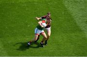 25 July 2021; Ryan O'Donoghue of Mayo in action against Jack Glynn of Galway during the Connacht GAA Senior Football Championship Final match between Galway and Mayo at Croke Park in Dublin. Photo by Daire Brennan/Sportsfile
