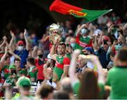 25 July 2021; Mayo captain Aidan O'Shea lifts the Nestor Cup after the Connacht GAA Senior Football Championship Final match between Galway and Mayo at Croke Park in Dublin. Photo by Harry Murphy/Sportsfile