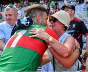 25 July 2021; Aidan O'Shea of Mayo celebrates with his mother Sheila after the Connacht GAA Senior Football Championship Final match between Galway and Mayo at Croke Park in Dublin. Photo by Harry Murphy/Sportsfile