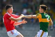 25 July 2021; Brian Ó Beaglaoic of Kerry with Daniel Dineen of Cork during the Munster GAA Football Senior Championship Final match between Kerry and Cork at Fitzgerald Stadium in Killarney, Kerry. Photo by Eóin Noonan/Sportsfile