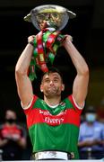 25 July 2021; Mayo captain Aidan O'Shea lifts the Nestor Cup after the Connacht GAA Senior Football Championship Final match between Galway and Mayo at Croke Park in Dublin. Photo by Ray McManus/Sportsfile