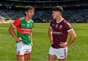 25 July 2021; Enda Hession of Mayo and Cathal Sweeney of Galway after the Connacht GAA Senior Football Championship Final match between Galway and Mayo at Croke Park in Dublin. Photo by Ray McManus/Sportsfile