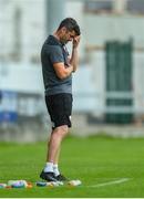 25 July 2021; Treaty United manager Tommy Barrett reacts during the FAI Cup First Round match between Treaty United and Dundalk at Market's Field in Limerick. Photo by Diarmuid Greene/Sportsfile