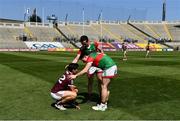 25 July 2021; Paddy Durcan and Stephen Coen of Mayo commiserate with Cathal Sweeney of Galway after the Connacht GAA Senior Football Championship Final match between Galway and Mayo at Croke Park in Dublin. Photo by Ray McManus/Sportsfile