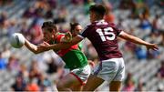 25 July 2021; Stephen Coen of Mayo in action against Paul Kelly of Galway during the Connacht GAA Senior Football Championship Final match between Galway and Mayo at Croke Park in Dublin. Photo by Ray McManus/Sportsfile