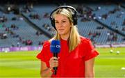 25 July 2021; RTÉ presenter Marie Crowe before the Connacht GAA Senior Football Championship Final match between Galway and Mayo at Croke Park in Dublin. Photo by Ray McManus/Sportsfile