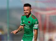 25 July 2021; Dylan McGlade of Cork City celebrates after scoring his side's second goal from a penalty during the FAI Cup First Round match between Sligo Rovers and Cork City at The Showgrounds in Sligo. Photo by Michael P Ryan/Sportsfile