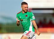 25 July 2021; Dylan McGlade of Cork City celebrates after scoring his side's second goal from a penalty during the FAI Cup First Round match between Sligo Rovers and Cork City at The Showgrounds in Sligo. Photo by Michael P Ryan/Sportsfile
