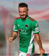 25 July 2021; Dylan McGlade of Cork City celebrates after scoring his side's second goal from a penalty during the FAI Cup First Round match between Sligo Rovers and Cork City at The Showgrounds in Sligo. Photo by Michael P Ryan/Sportsfile