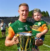 25 July 202; Kerry footballer Gavin Crowley with his son Arlo after the Munster GAA Football Senior Championship Final match between Kerry and Cork at Fitzgerald Stadium in Killarney, Kerry. Photo by Piaras Ó Mídheach/Sportsfile