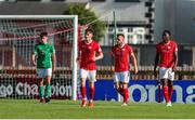 25 July 2021; Romeo Parkes of Sligo Rovers, right, after scoring his side's second goal during the FAI Cup First Round match between Sligo Rovers and Cork City at The Showgrounds in Sligo. Photo by Michael P Ryan/Sportsfile